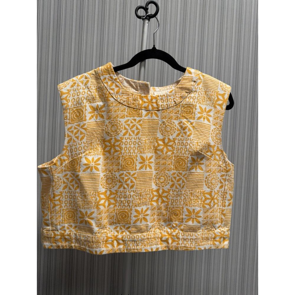 Julia Amory Top Blouse Shell L Top White Yellow Large
